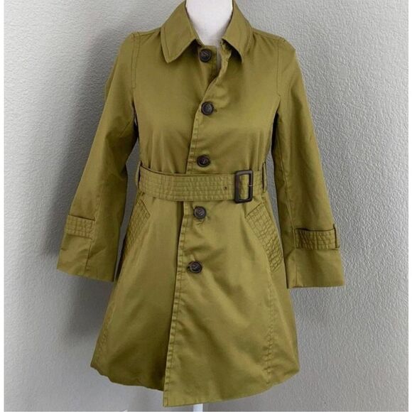 Ropé Picnic Jackets & Blazers - Ropé Picnic Green Belted Trench Coat Size 38/Small
